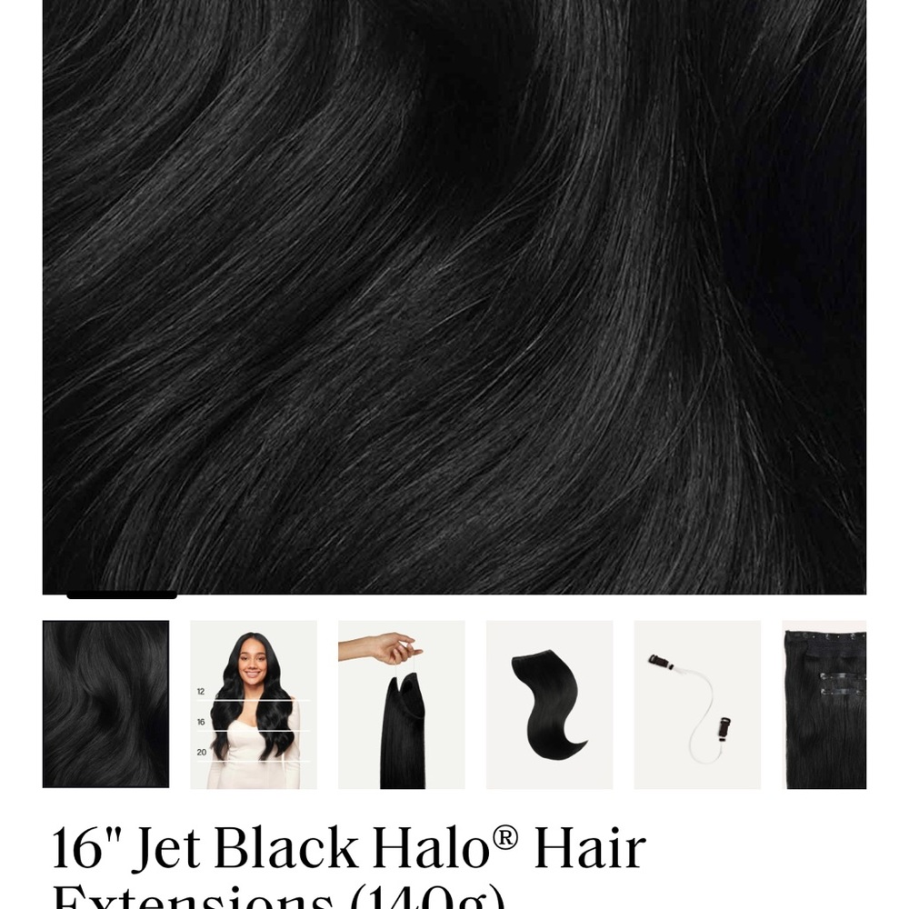 Luxy 16” Jet Black Halo Hair Extensions